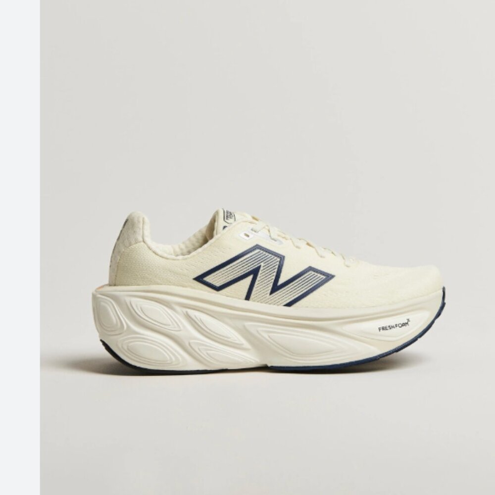 New Balance Cream Running Shoes with Navy Logo